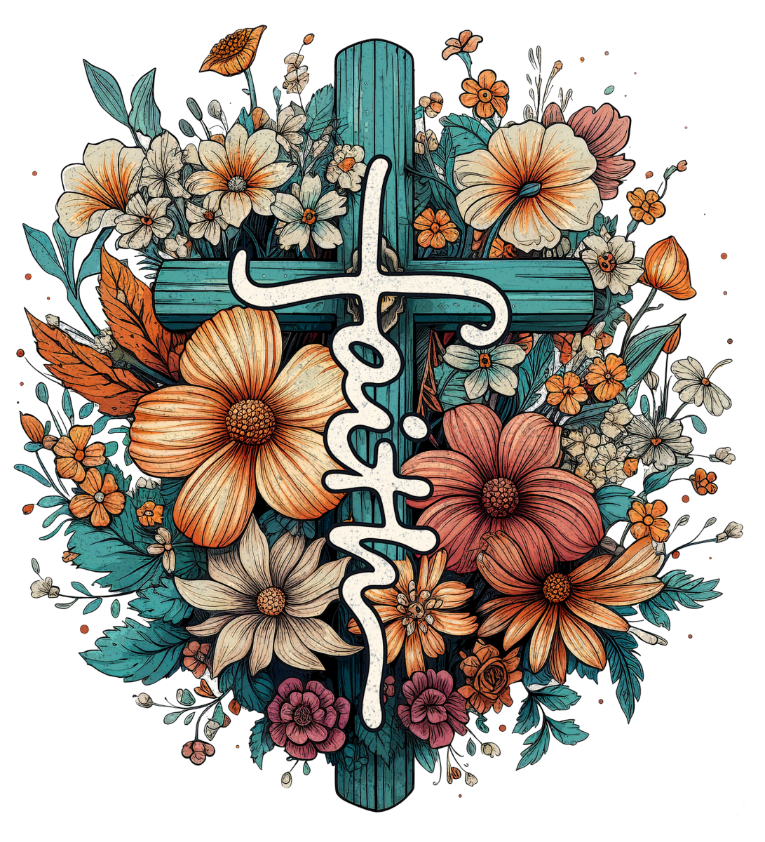 Faith Cross & Flowers
