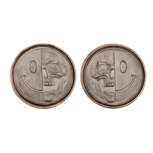 Brass Coin - Happy Face Skull